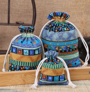 Vibrant Ethnic-Style Drawstring Gift Bag/Stash Bag