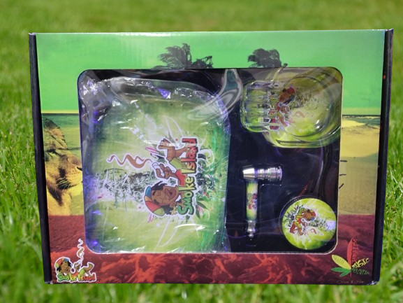 4 Piece - Rolling Tray Herb Grinder Ashtray and Smoking Pipe